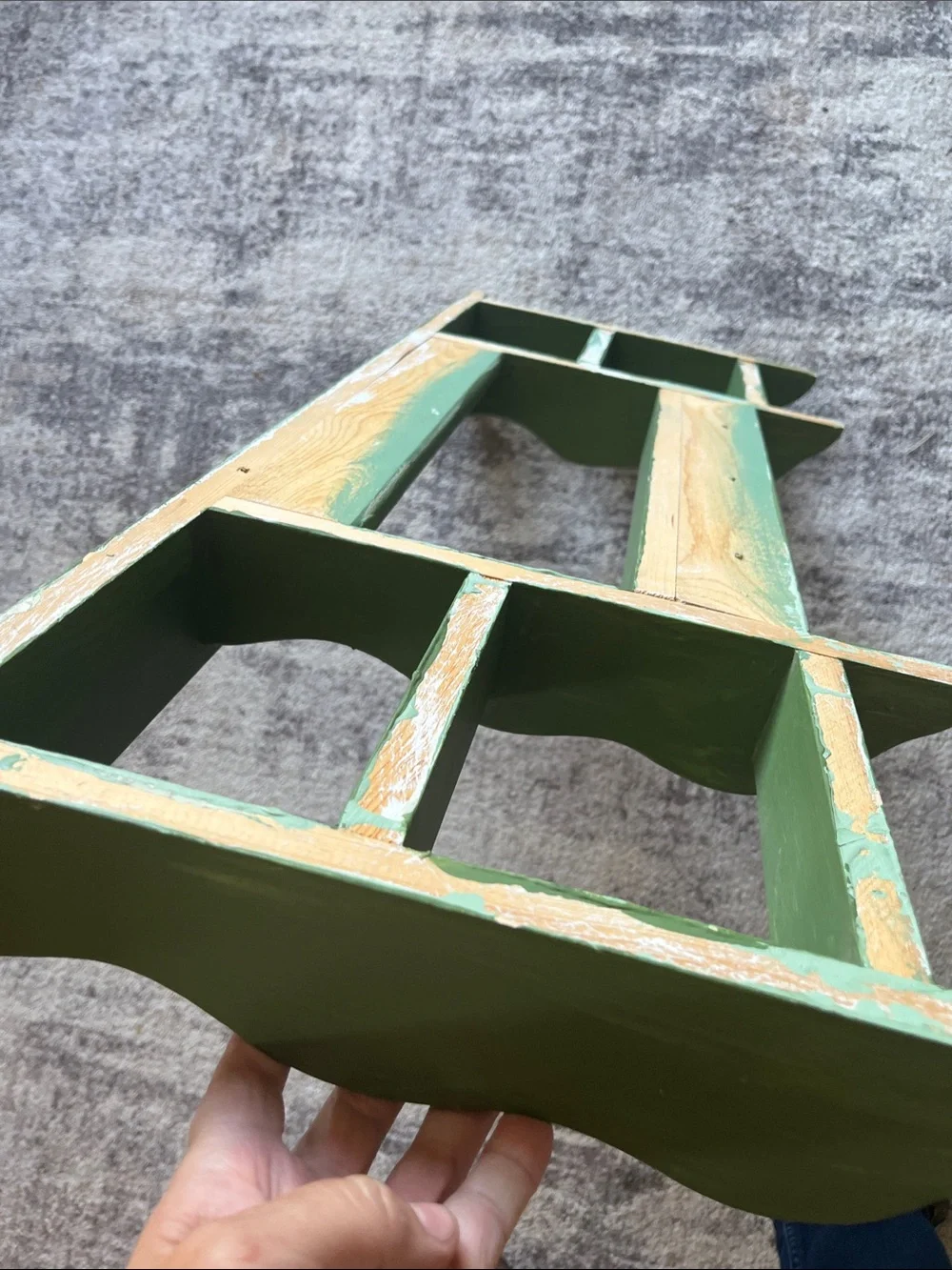 Cottagecore large Green Wall Shelf with Hooks - Home Wall Decor